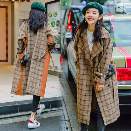 Fall Winter Plaid Coat, Wool Blend Slim Fit Outerwear