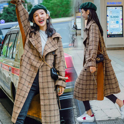 Fall Winter Plaid Coat, Wool Blend Slim Fit Outerwear